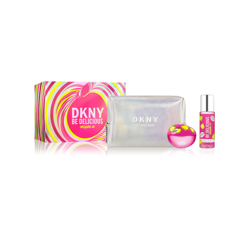 دكني طقم بي ديليشس أورشارد ستريت للنساء (أو دي بارفان 100 مل + ميست للجسم 125 مل + حقيبة)