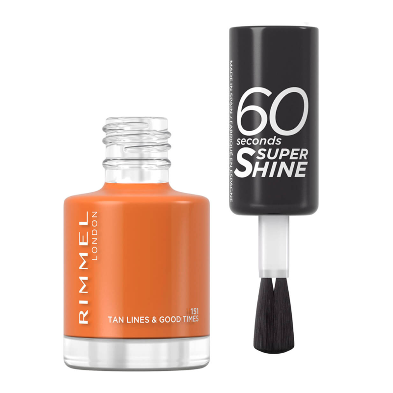 ريميل طلاء أظافر 60 ثانية سمر شيمر رقم 151 تان لاينز آند جود تايمز لون برتقالي زاهي