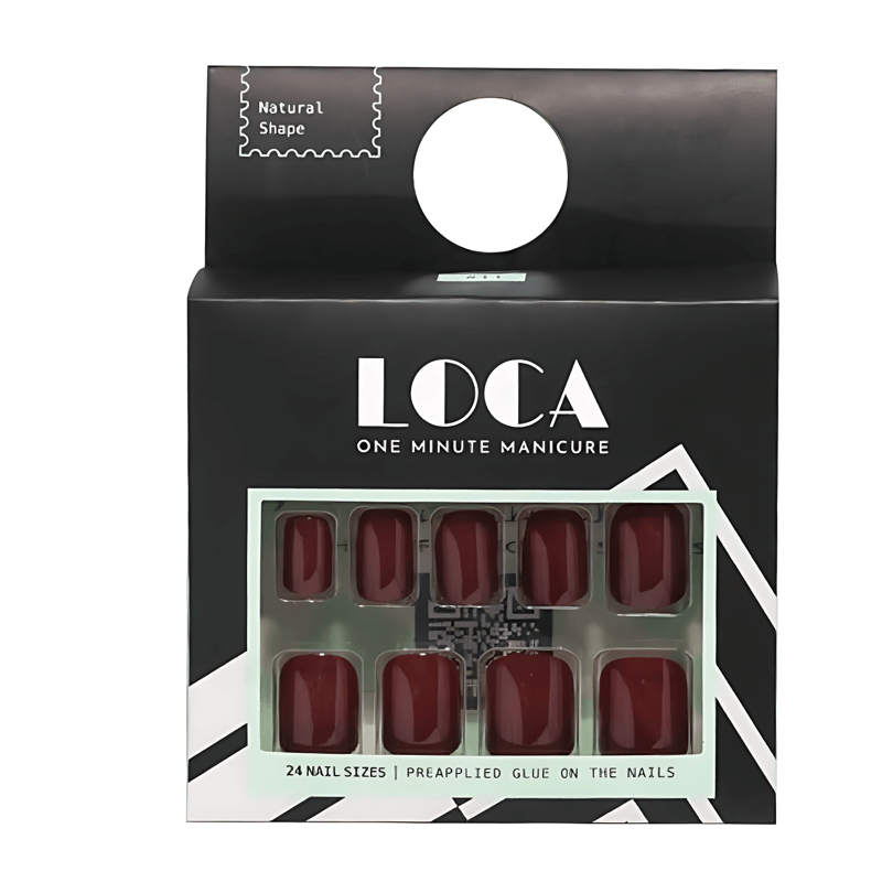 لوكا برس أون أظافر أحمر داكن شكل طبيعي (11)