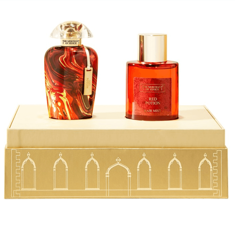 ذا ميرشانت أوف فينيس طقم رد بوشن (أو دي بارفان 100 مل + هير ميست 100 مل)